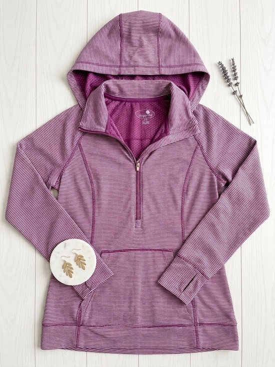 Tangerine Sweaters - Tangerine Women’s Lavender Striped Hoodie Sweater - Sz L